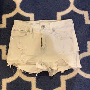 White high waisted American Eagle jean shorts
